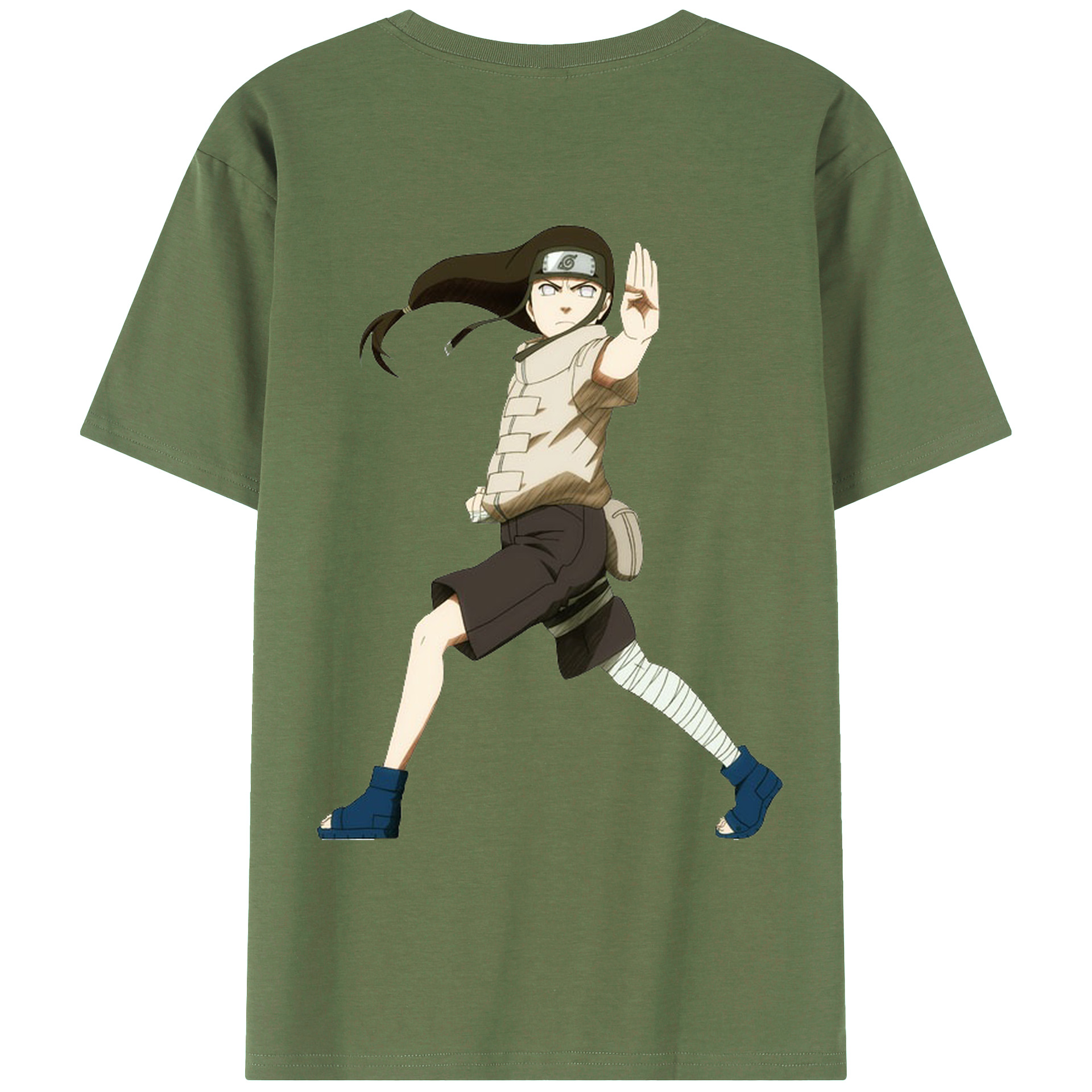 （画像用） NARUTO -ナルト- 日向ネジ Hyūga Neji 綿100％ メンズ半袖Tシャツ（バックプリント） 通気性